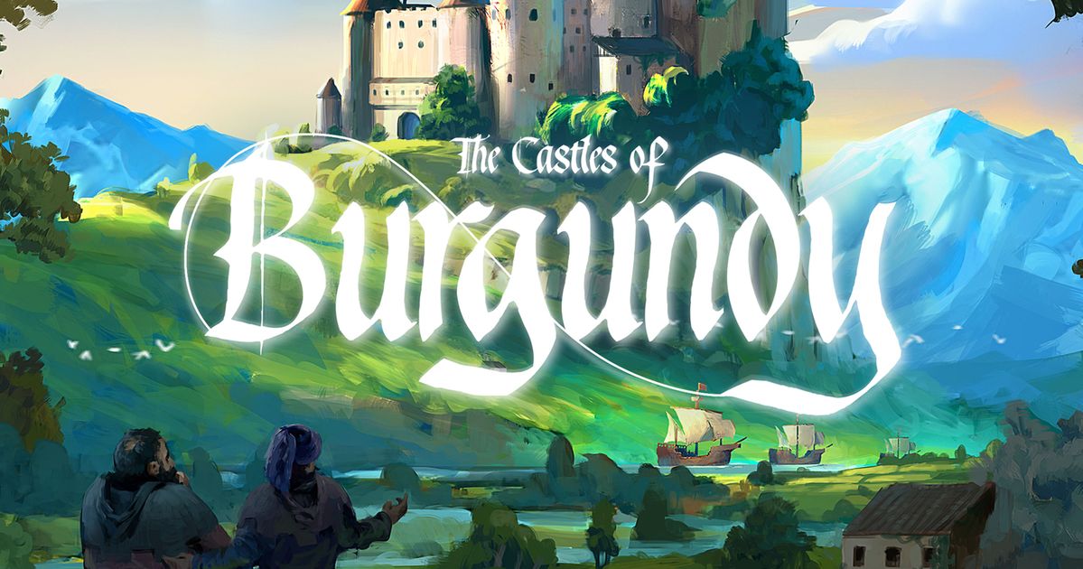 Box art for The Castles of Burgundy Special Edition by Awaken Realms, showing an ornate medieval duchy map with upgraded painted castle miniatures